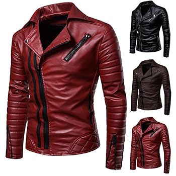 BIANGOD.US.STORE Men's PU Leather Jacket，Causal Faux