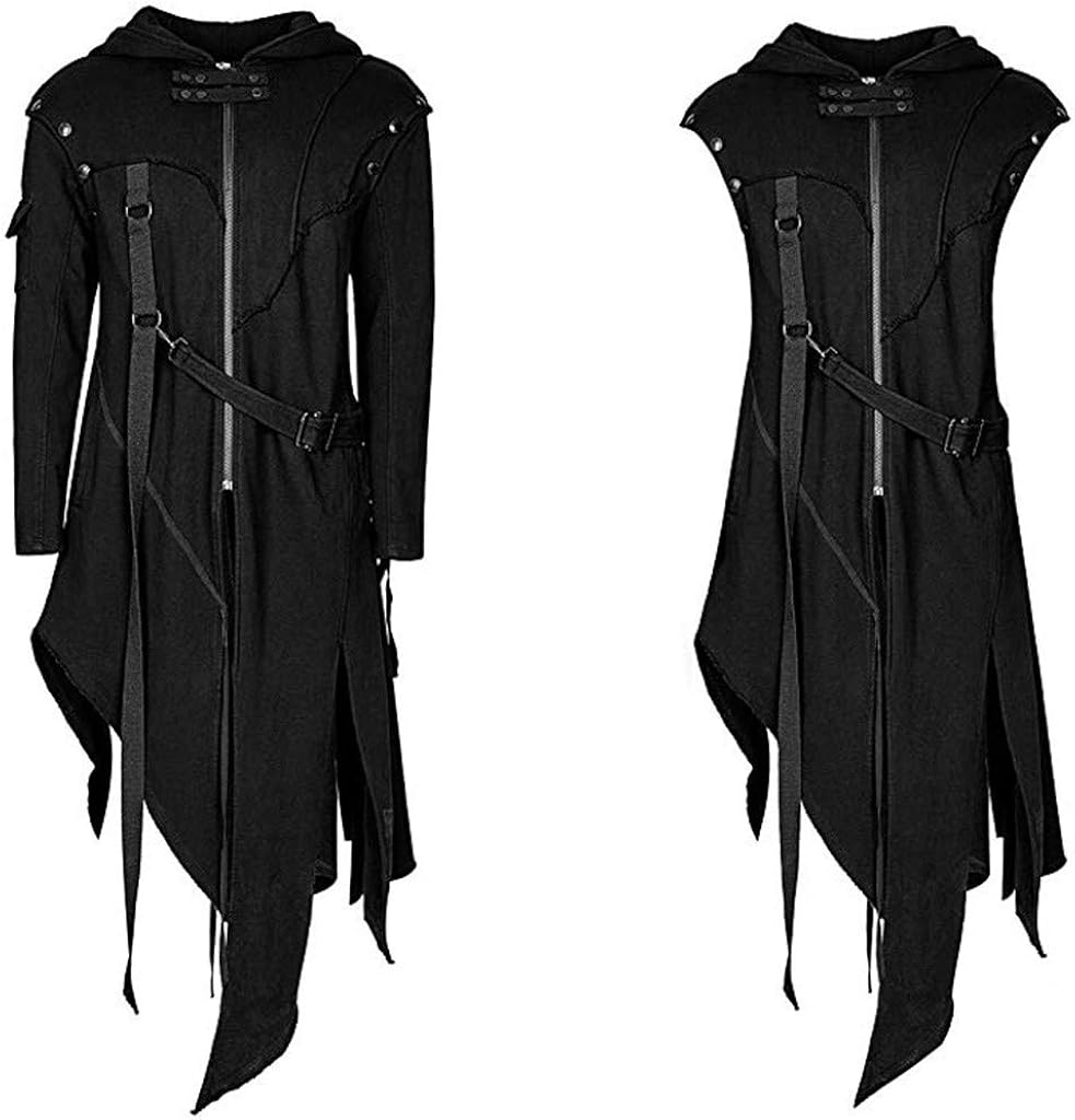 Men's Asymmetrical Zip Up Jacket, Mens Matrix Trench Coat Steam Punk Gothic at  Men’s Clothing store