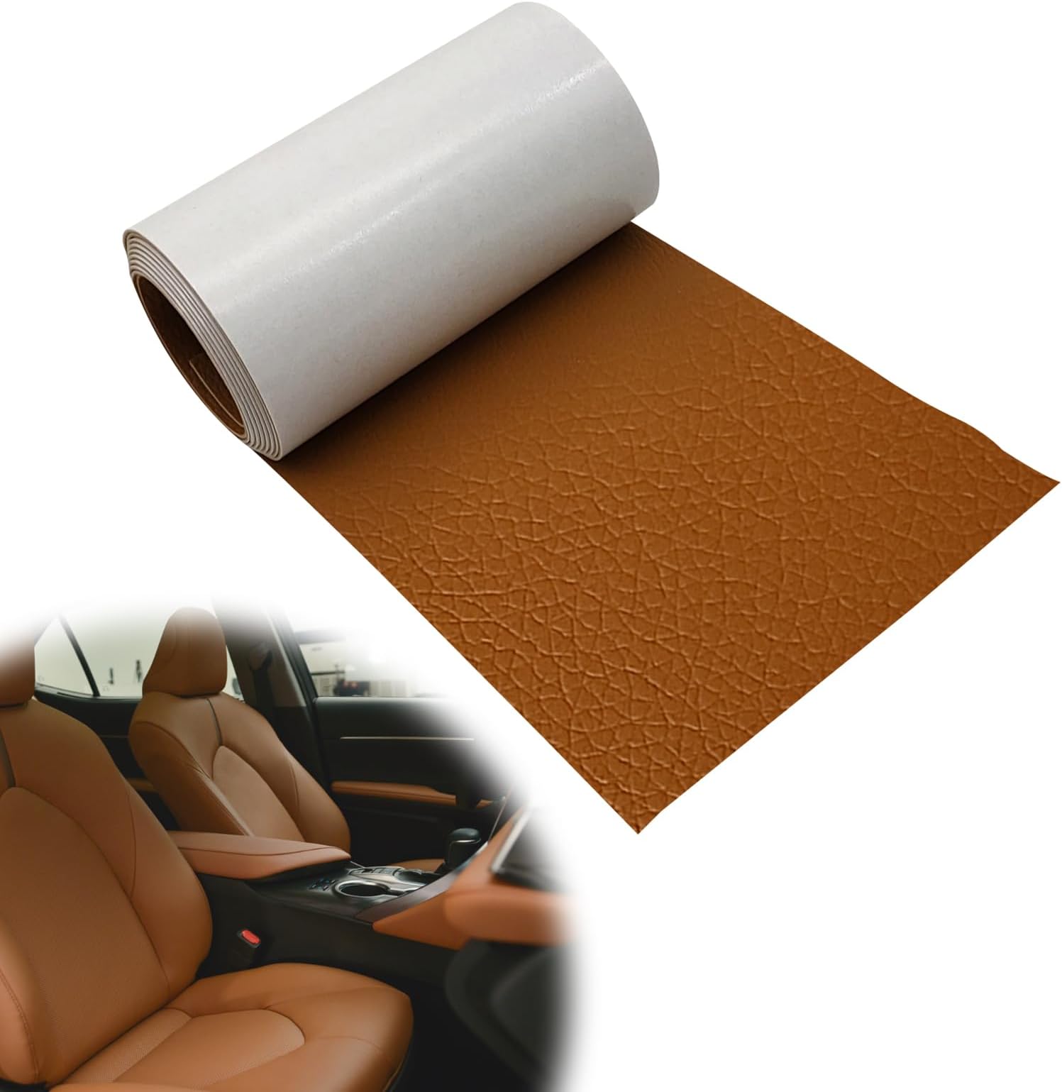 Self-Adhesive Leather Repair Patch, Leather Repair Tape for Furniture, 4" x 63" Excellent Adhesion Leather Repair Patch Self Adhesive for Car Seat, Couch, Motorcycle Seat（Brown）