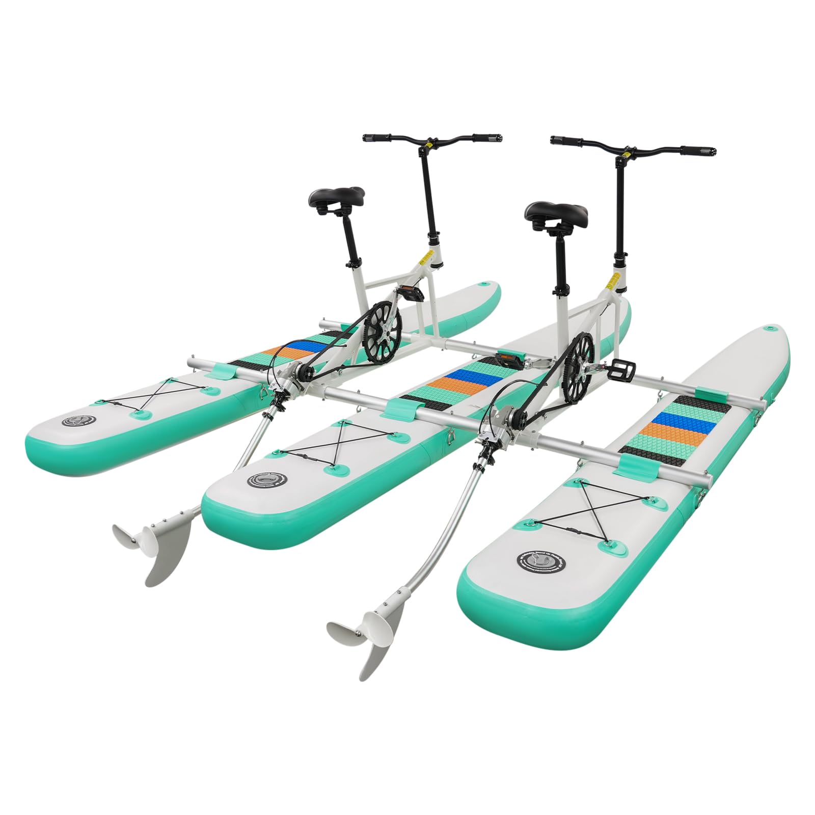 Bicicleta de agua inflable para 2 personas con varios pontones | Con asientos ajustables, pedales antideslizantes y cubierta plegable para mar, río o zona de ocio