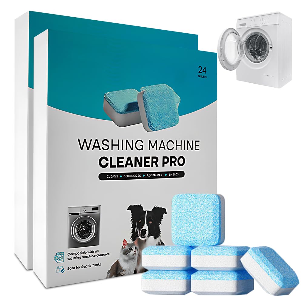 48 Pezzi Pastiglie Lavatrice, Cura e Pulizia Profonda Lavatrice, Pulitore e Anticalcare Efficace, Rimuove Sporco e Odori