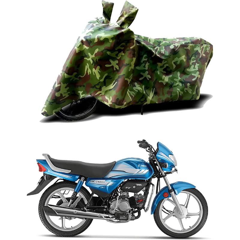 Image of 100% Water Resistant Bike Scooty Two Wheeler Body Cover Compatible for Hero HF Deluxe i3S /UV-Rays /Heat Protection /Birds Dropping /Scratchproof /Dust Proof /Waterproof /All Varient[Green MJ]
