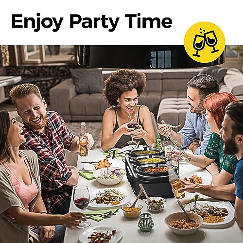 Sunvivi ZES002 Triple Slow Cooker Buffet Servers And Warmer,3 Pot Food Small Mini Manual Slow Cooker With Adjustable Temp Stainless Steel Lid Rests,Removable Ceramic Pot,4.5 Qt Black thumb #5