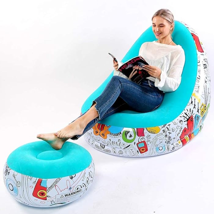 Buy RITONS Inflatable Lounge Chair with Ottoman Blow Up Chaise Lounge