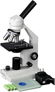 AmScope M200C-LED Cordless Monocular Compound Microscope, WF10x and WF25x Eyepieces, 40x-1000x Magnification, LED Illumination, Brightfield, Single-Lens Condenser, Coarse and Fine Focus, Plain Stage, 110V or Cordless Operation