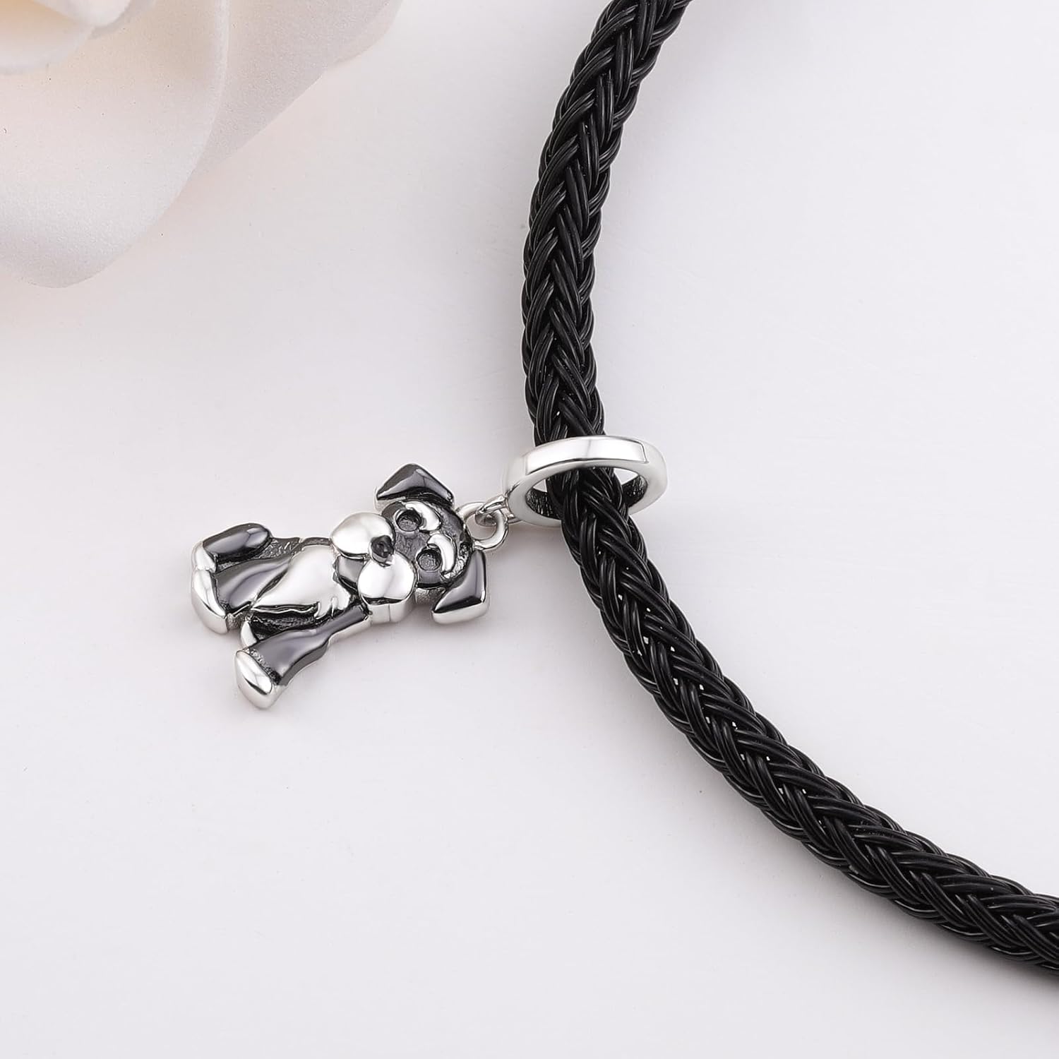 Cute Schnauzer Charm Beads for Women - 925 Sterling Silver Schnauzer Charms for Bracelet Animal Dog Bead Jewelry Gift for Mom Daughter Pet Lover - Image 3