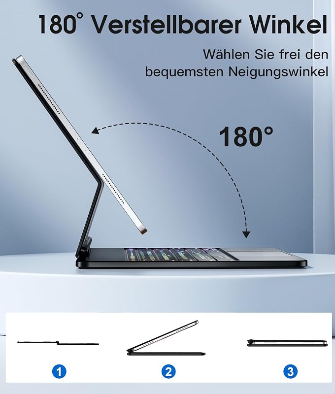 Vobafe iPad Air 13" és iPad Pro 12.9" Mágneses Billentyűzetes Tok 360° Forgatható Trackpad-dal