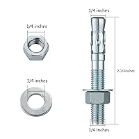 Vista 2 de 1/4x2-1/4 100Pcs Anclajes estándar en pulgadas de alta resistencia para anclajes de cuña de zinc para cemento y hormigón