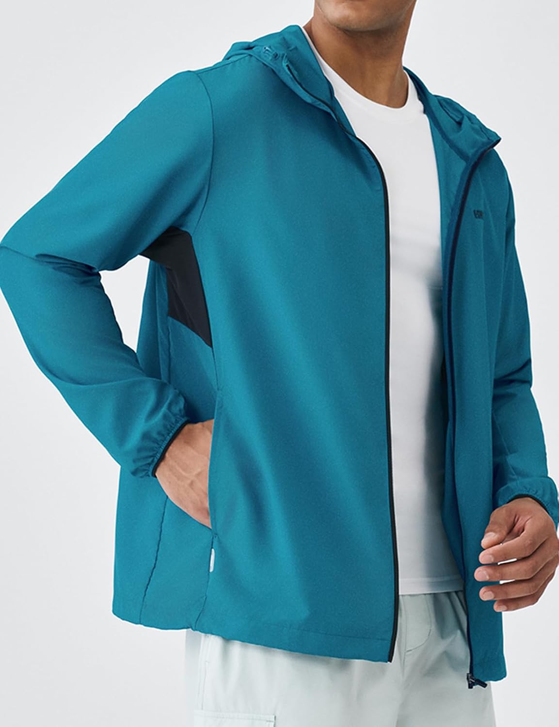 K-Swiss Men's UPF 50+ Windbreaker Jacket - Lightweight Full Zip Hoodie Long Sleeve for Hiking Outdoor