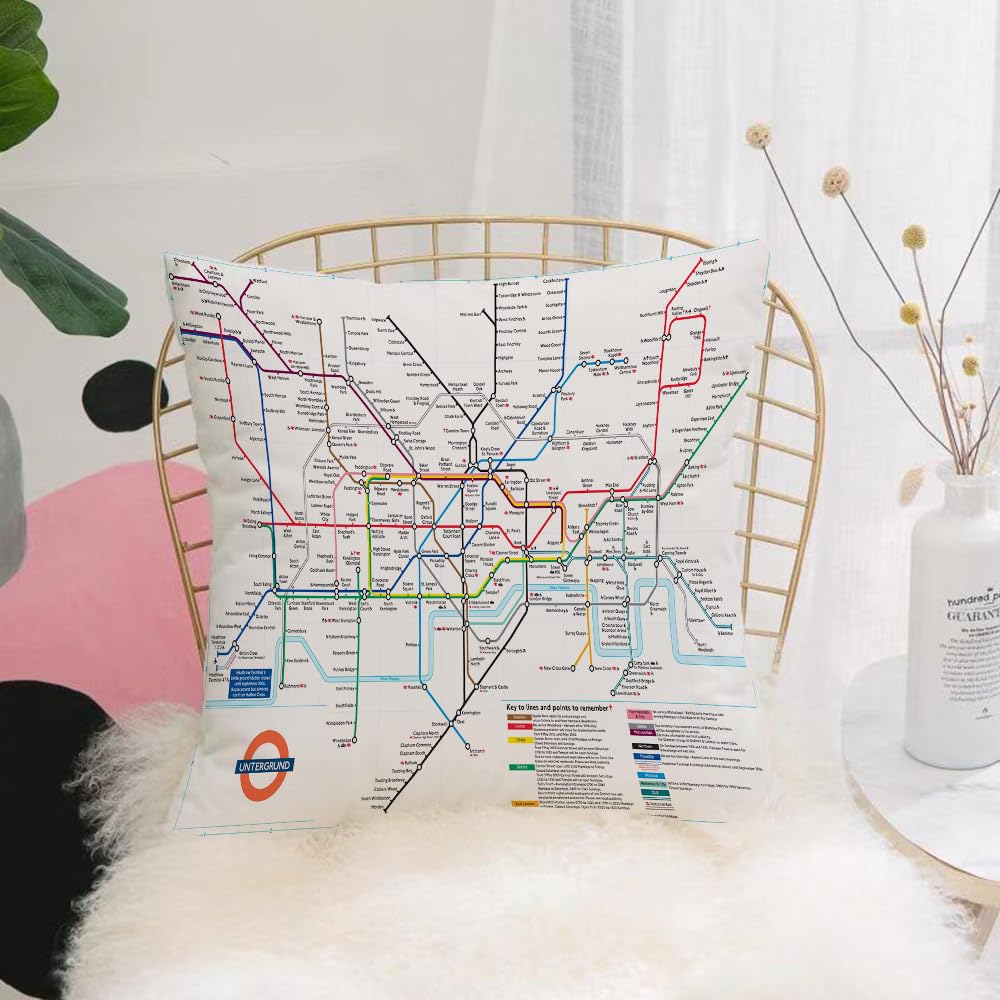 HYOSXW Cushion Cover,Throw Pillow Case Home Decorative for Living Room Bedroom Sofa Chair 16X16 Inch,Metro subway underground transport system vector map. Railway transport line pl,Pillowcase 40X40cm
