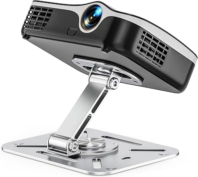 3-in-1 Projector Stand Desk, Wall and Ceiling Mount with 1/4-Inch Thread, Foldable, Easy Setup, Height Adjustable and 360-degree Rotation Compatible with Most Projectors for Home, Office
