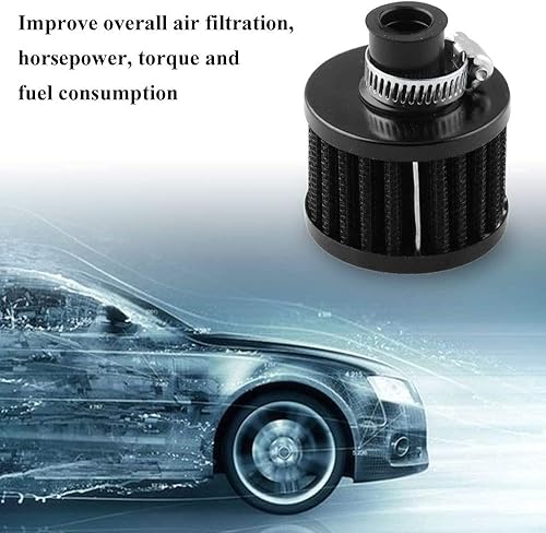 Miniatura 7 de Filtro de aire de 0.472 in Filtro de entrada de aire frío Filtro de entrada de aire Turbo Vent Filtro limpiador negro universal para coche y