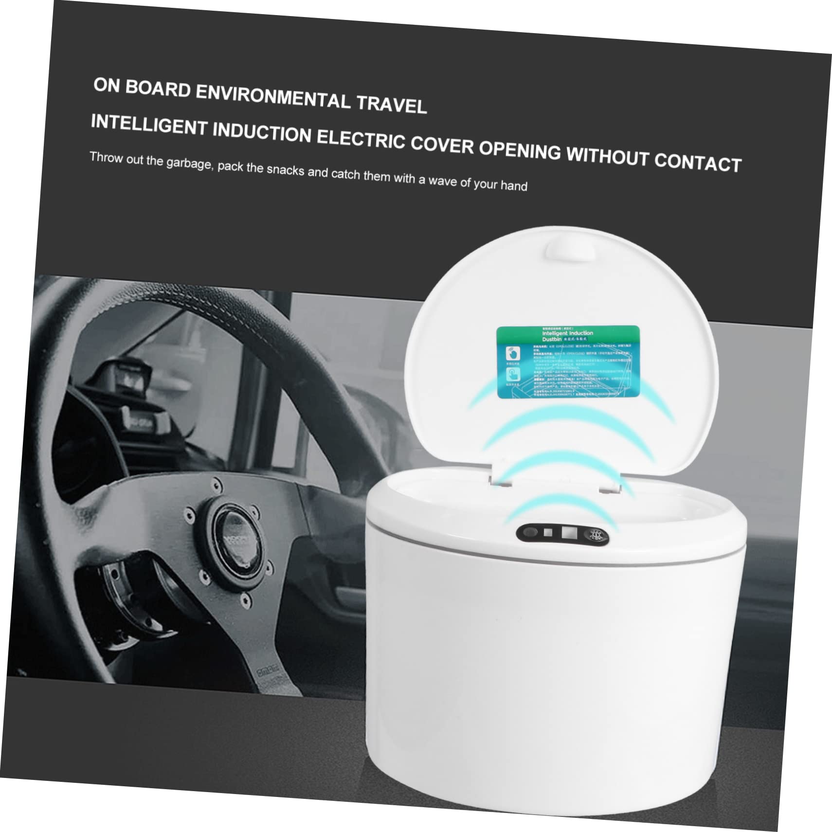 Elektrischer Auto Müllorganizer mit Infrarotsensor, Kunststoff, Weiß