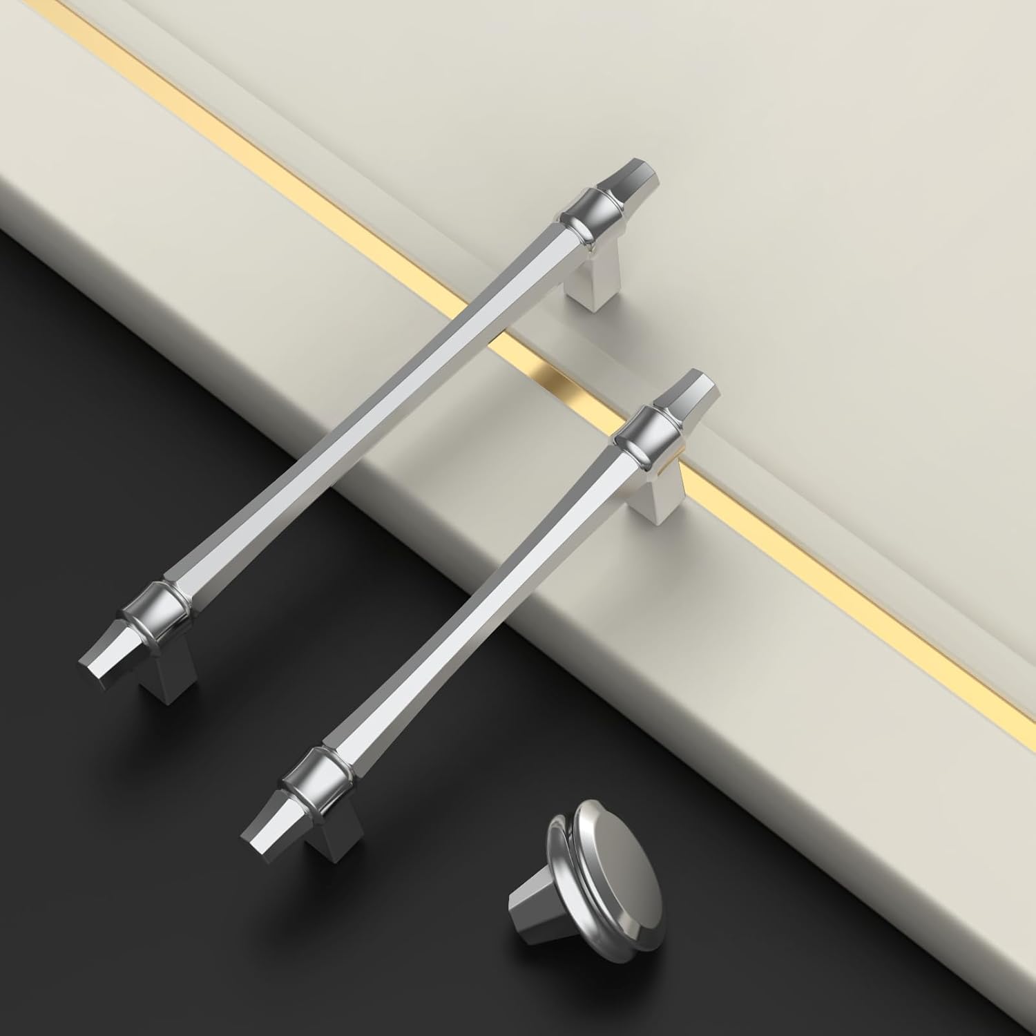 Asidrama 10 Pack 3.75 Inch(96mm) Polished Chrome Kitchen Cabinet Handles, Cabinet Pulls Kitchen Cabinet Hardware for Cupboard Drawer Pulls