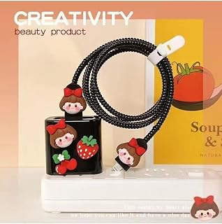 PSR aksesuar Çilek Şarj Kılıfı, Şarj Kablosu Örme Aparatı, Toparlayıcı, Kablo Koruyucu iPhone 18W/20W ile uyumlu