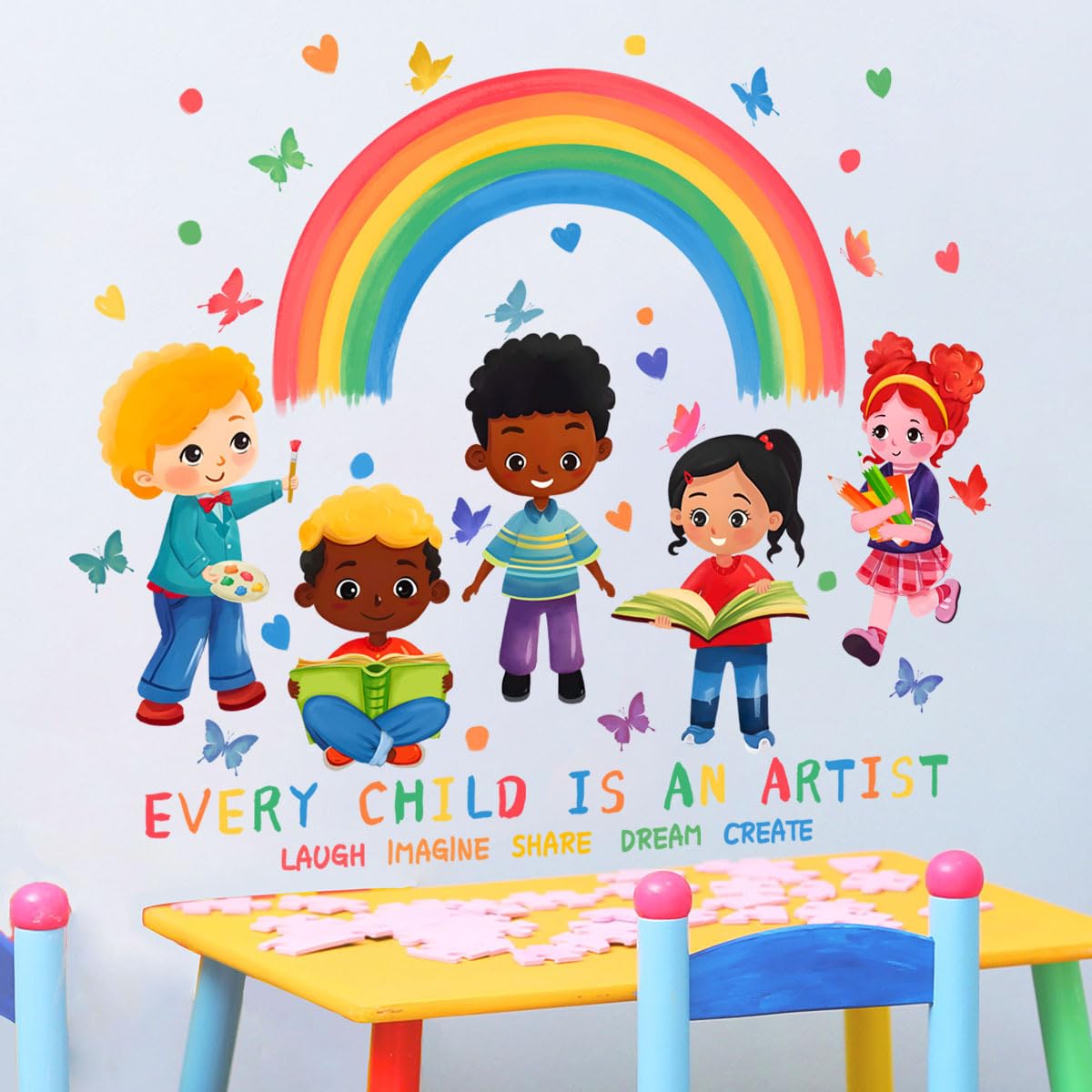 SHUCHING Inspirational Quotes Children Wall Stickers, Rainbow Wall Decals Decor for Kids Painting Room Corner Nursery Playroom - Image 3