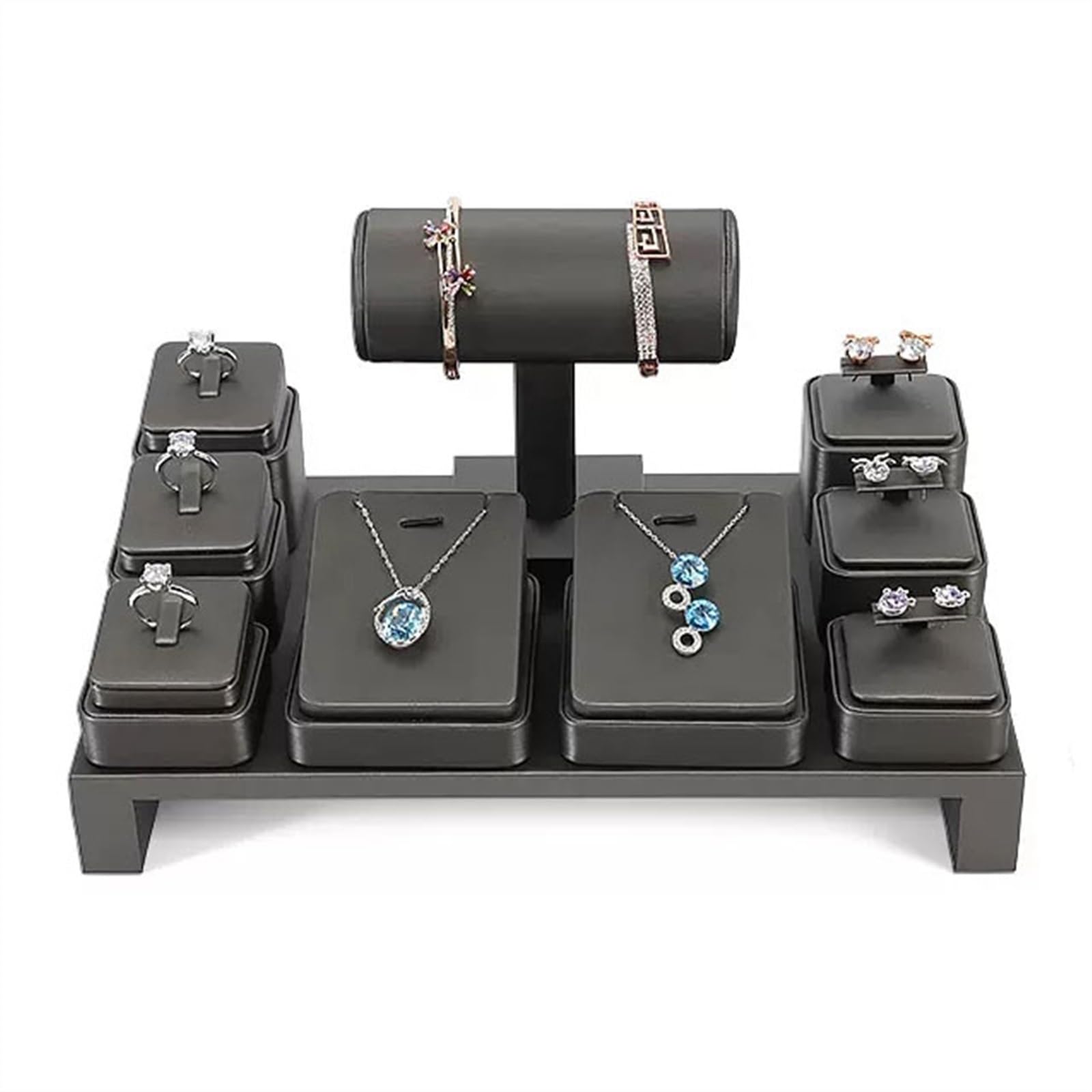 LLXYWJ Espositore per Gioielli Espositori per collane Set Espositori per Gioielli in Pelle Espositore per Braccialetti con Barra a T Supporto per Braccialetti per esporre Orecchini, Pendenti e Anelli