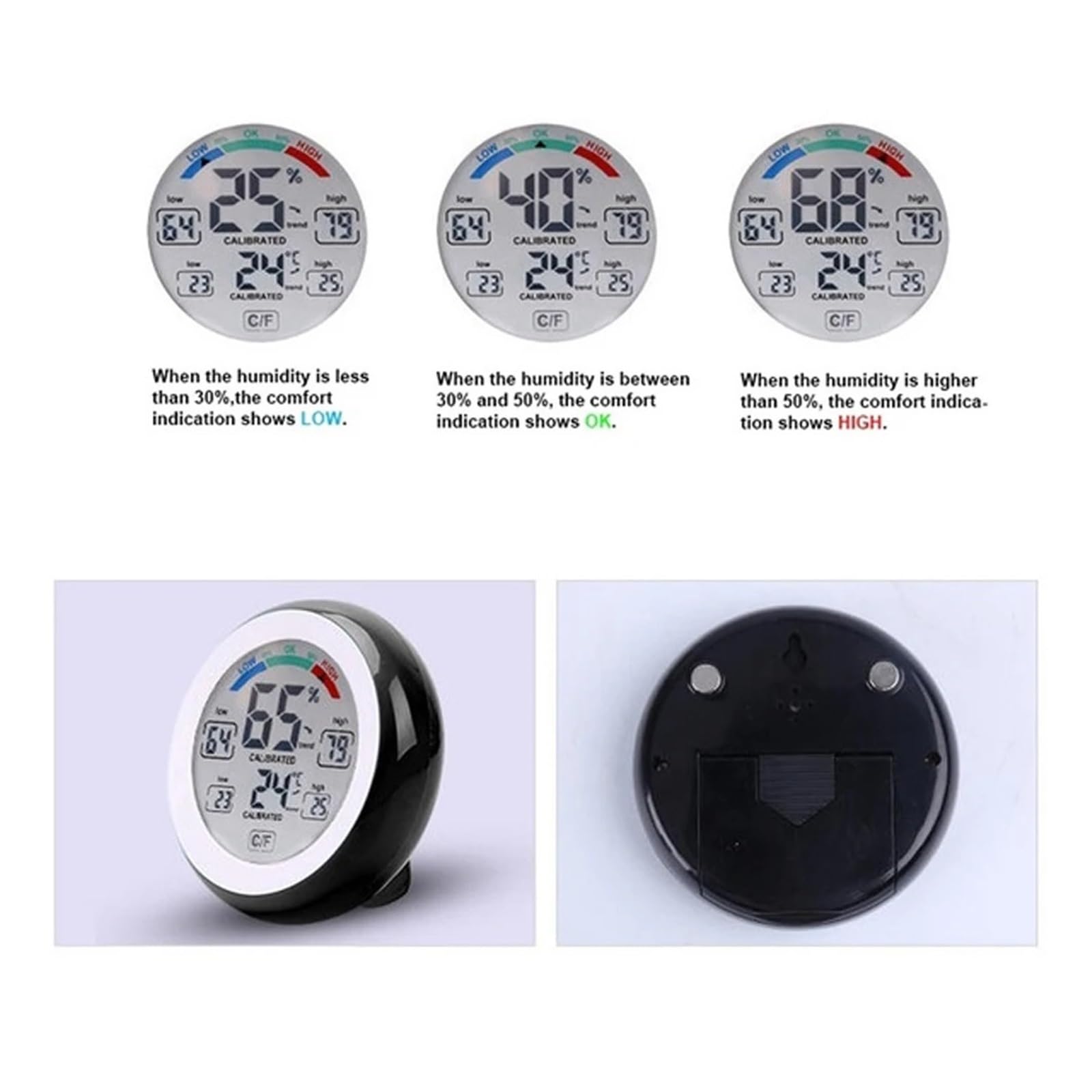 Termohigrómetro con Pantalla táctil LCD, termómetro Digital, higrómetro para Interiores de Coche, Sensor de Temperatura inalámbrico, estación meteorológica para Mantener la Salud