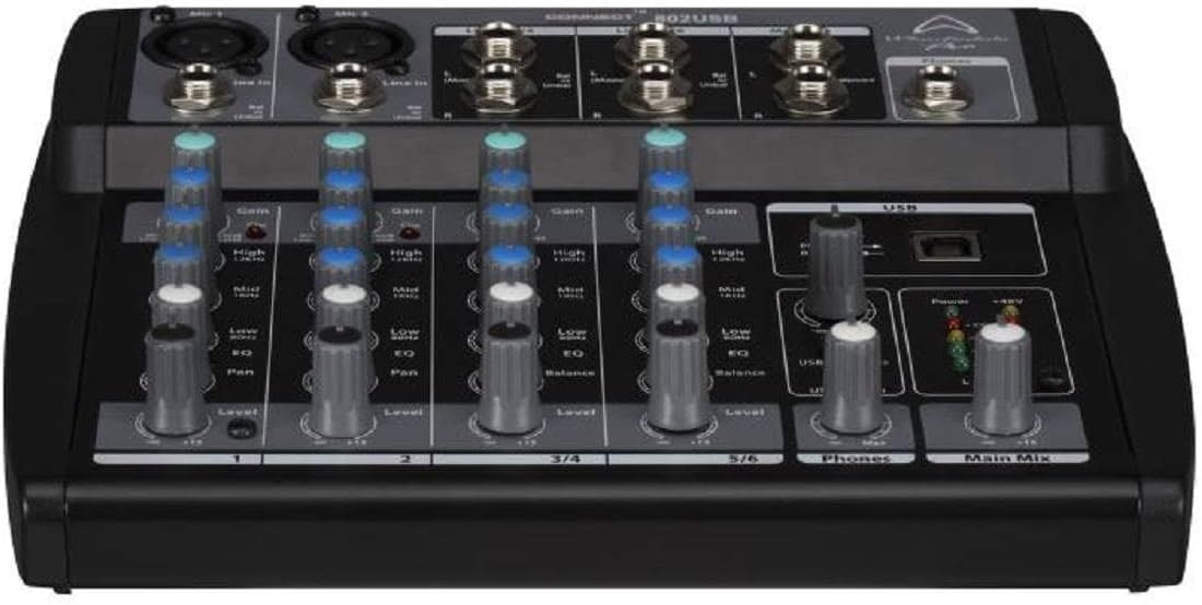 Wharfedale Pro Connect 802 USB Professional 6-Channel Mixer for Karaoke Studio, Live, etc, Black