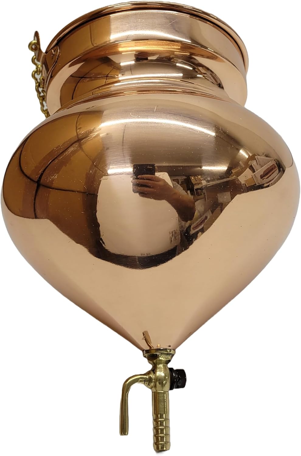 Pure Copper Shirodhara Pot Ayurvedic Equipment with Control Valve and Brass Chain for Panchkarma Abhyanga Sodhana Ayurveda Massage Basti Nasya (Small Shirodhara)