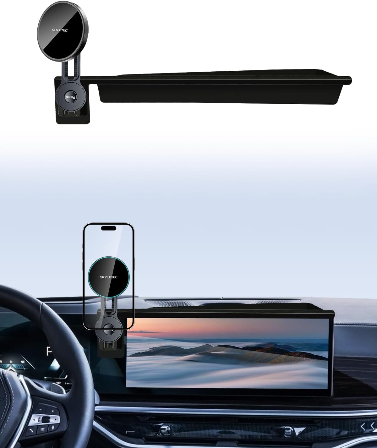 SKYLOTEC Phone Mount for BMW X5 X6 2024-2026/X7 2023-2026 Accessories 14.9-Inch Screen Fixed Clip, Magnetic Car Phone Holder for MagSafe, Strong Magnets 15W Wireless Charger Cell Phone Base