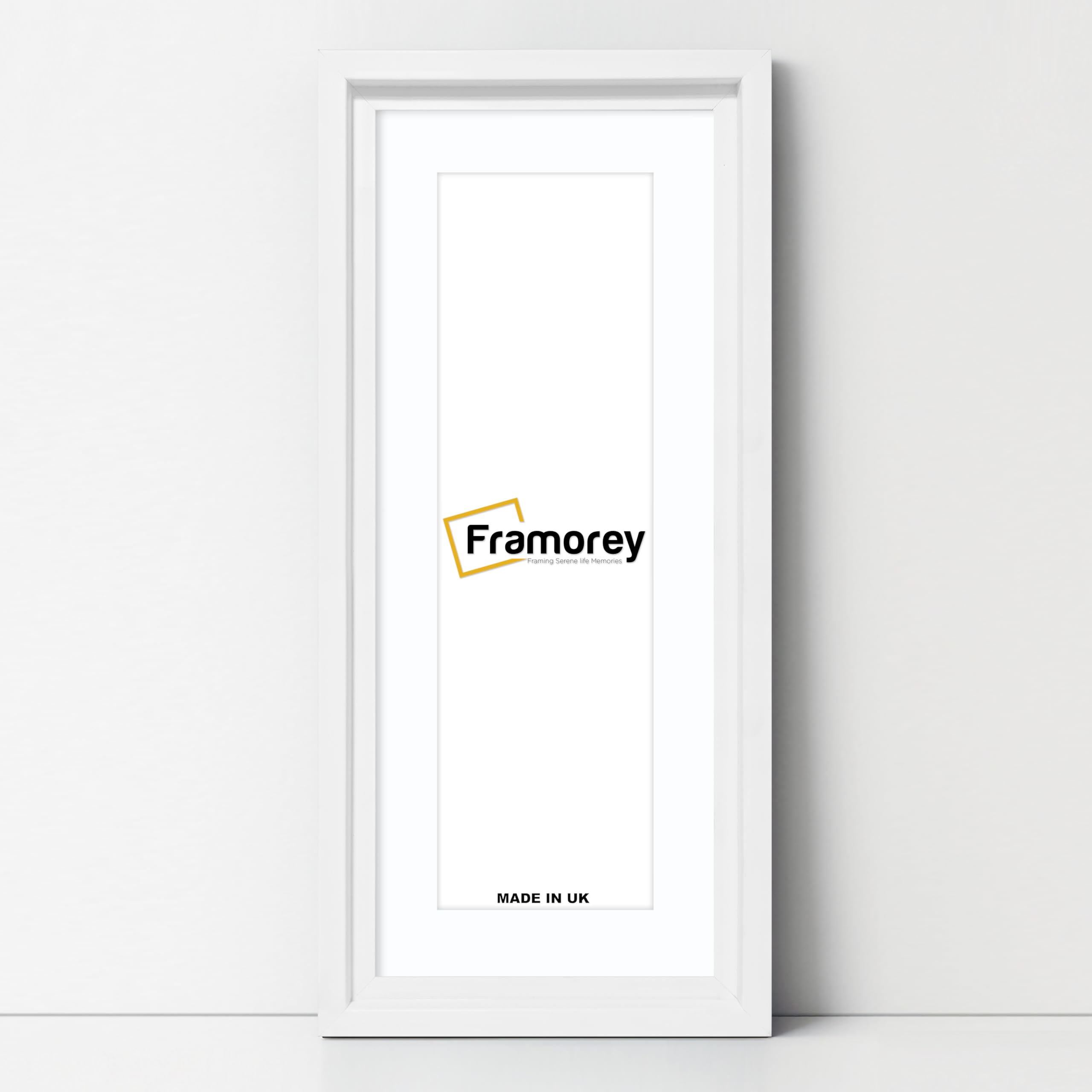 FRAMOREY Panoramic Style Picture Frame, 20x12" Size White Photo Frame With 16x8" Size White Mount, Oslo Style Wall Art Hanging Frames