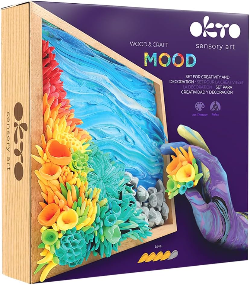 Okto Ocean Calm DIY 3D Painting, 21x21cm Air Dry Clay Kit - Ideal Crafts for Adults and Kids, Perfect for Creative Art Projects and Home Décor Ocean Calm
