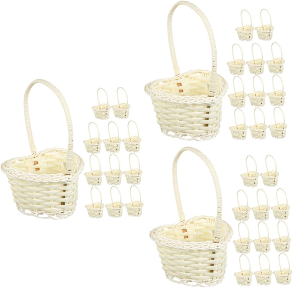 ABOOFAN 3sets Rustic Woven Flower Girl Heart Shaped Petal Basket for Weddings Parties Home Decor Lightweight Decorative Storage 12pcs*3