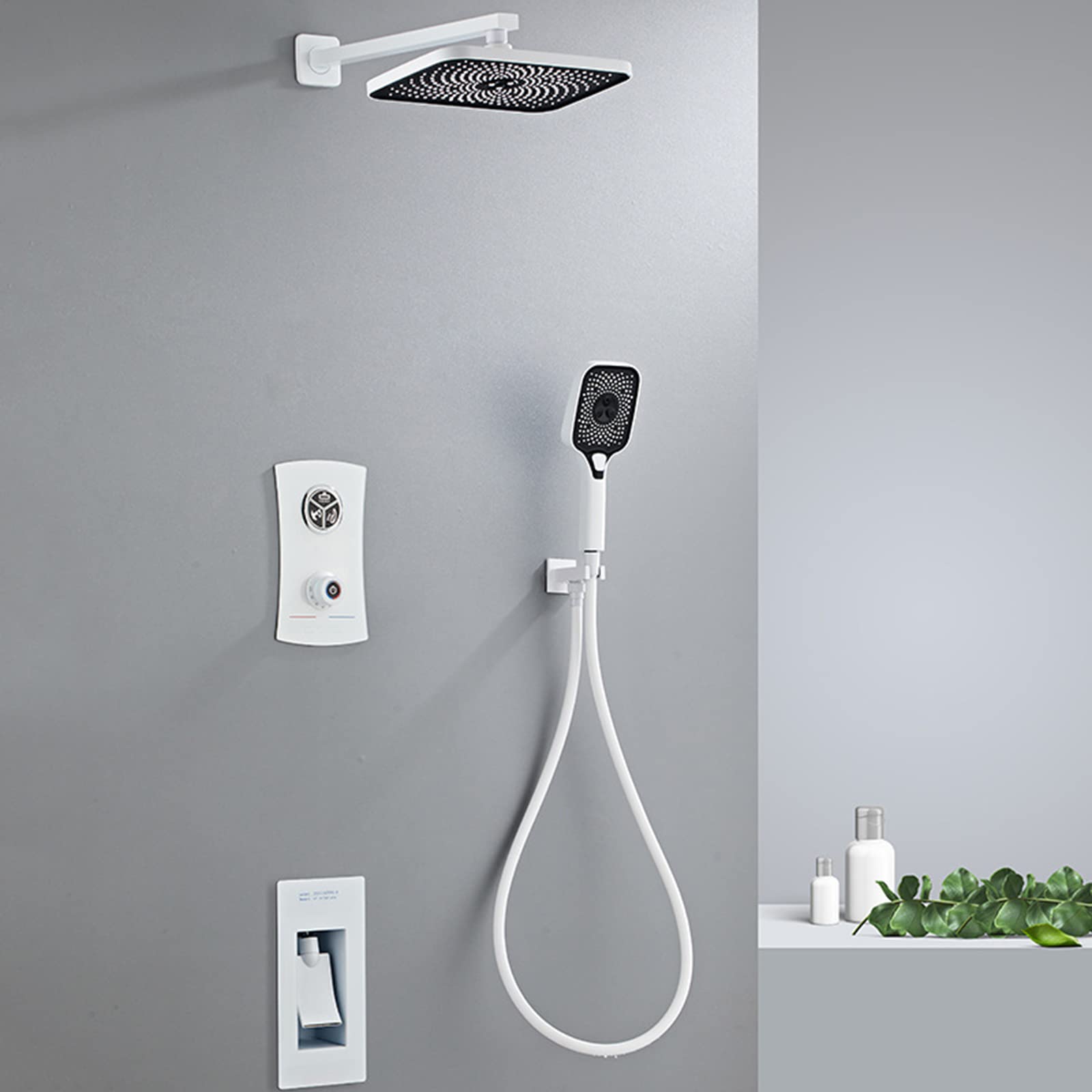 Mitigeur de douche thermostatique encastré ensemble pomme de douche effet pluie