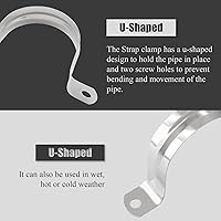 Vista 3 de 50 Pcs 2 Inch Conduit Clamp, Stainless Steel Pipe Strap Two Hole U Bracket, Pipe Clamp Tension Clip Assortment Kit, Strap Clamp for Rigid Pipe Wire