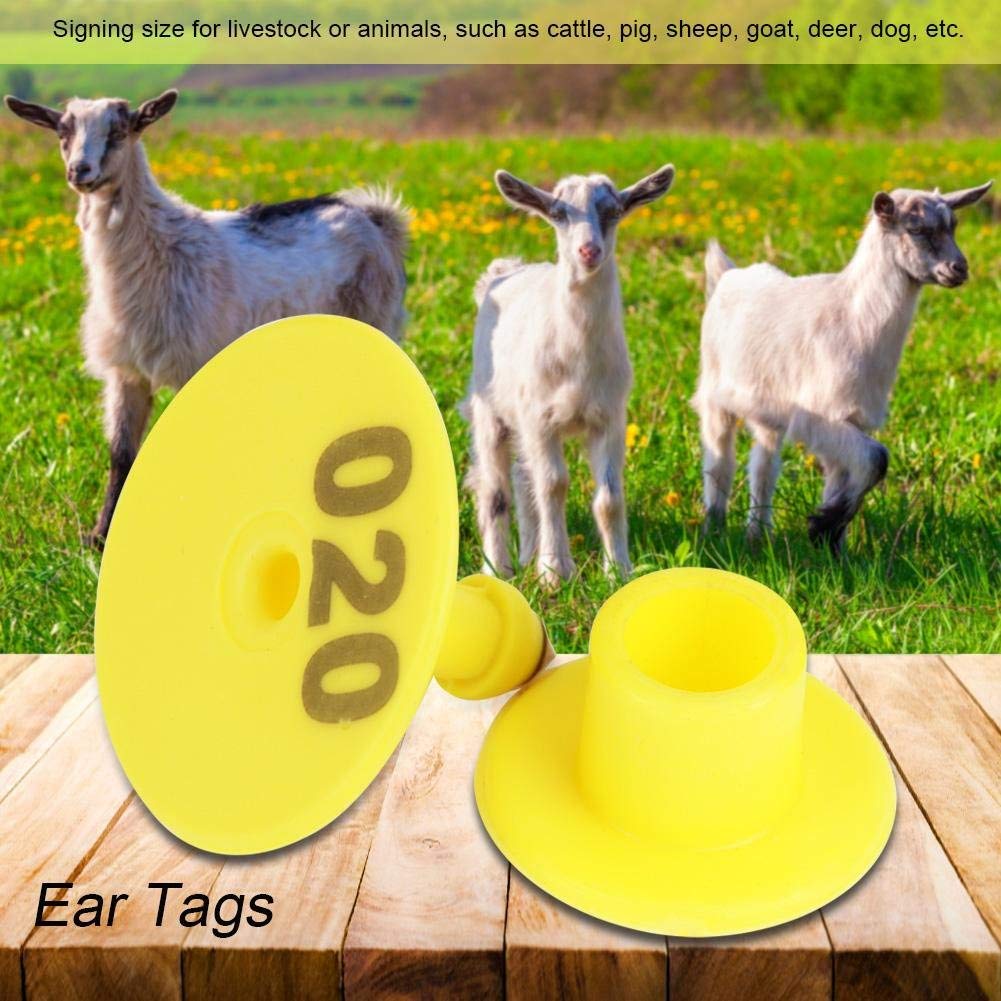 Étiquettes d'Oreille pour Animaux de Ferme, 100 pièces, Plastique avec Numéros, pour Bovins Chèvres Porcs Ovins
