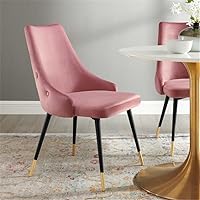 Vista 78 de Modway EEI-3907-GRY Adorn - Silla auxiliar de comedor de terciopelo copetudo, color gris