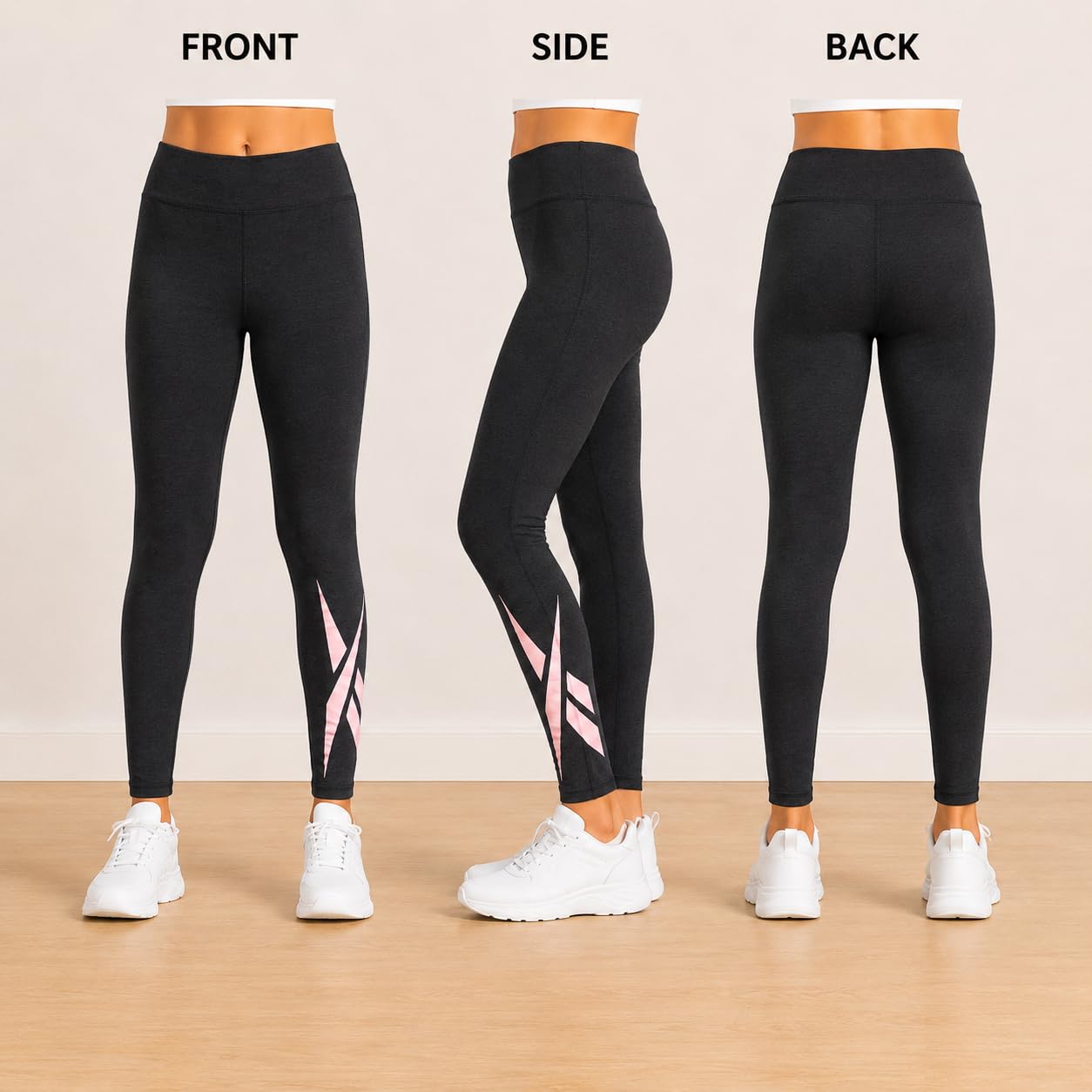 Reebok Leggings para niñas, paquete de 2 leggings de algodón de rendimiento atlético, pantalones de yoga para niñas, medias de baile (tallas: 7-12)