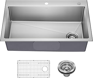 KRAUS Fairlane 33-inch Drop In/Top Mount Single Bowl 18-Gauge Stainless ...