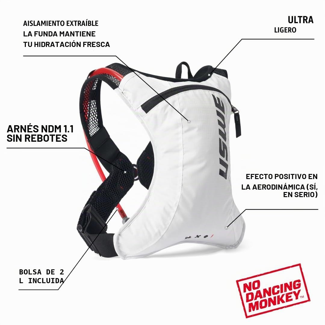 USWE Race 2.0, mochila de hidratación ultraligera con bolsa de agua de 2.0 L, paquete a prueba de fugas para grava, MTB, correr, senderismo, ciclismo, camping, ciclismo para hombres y mujeres