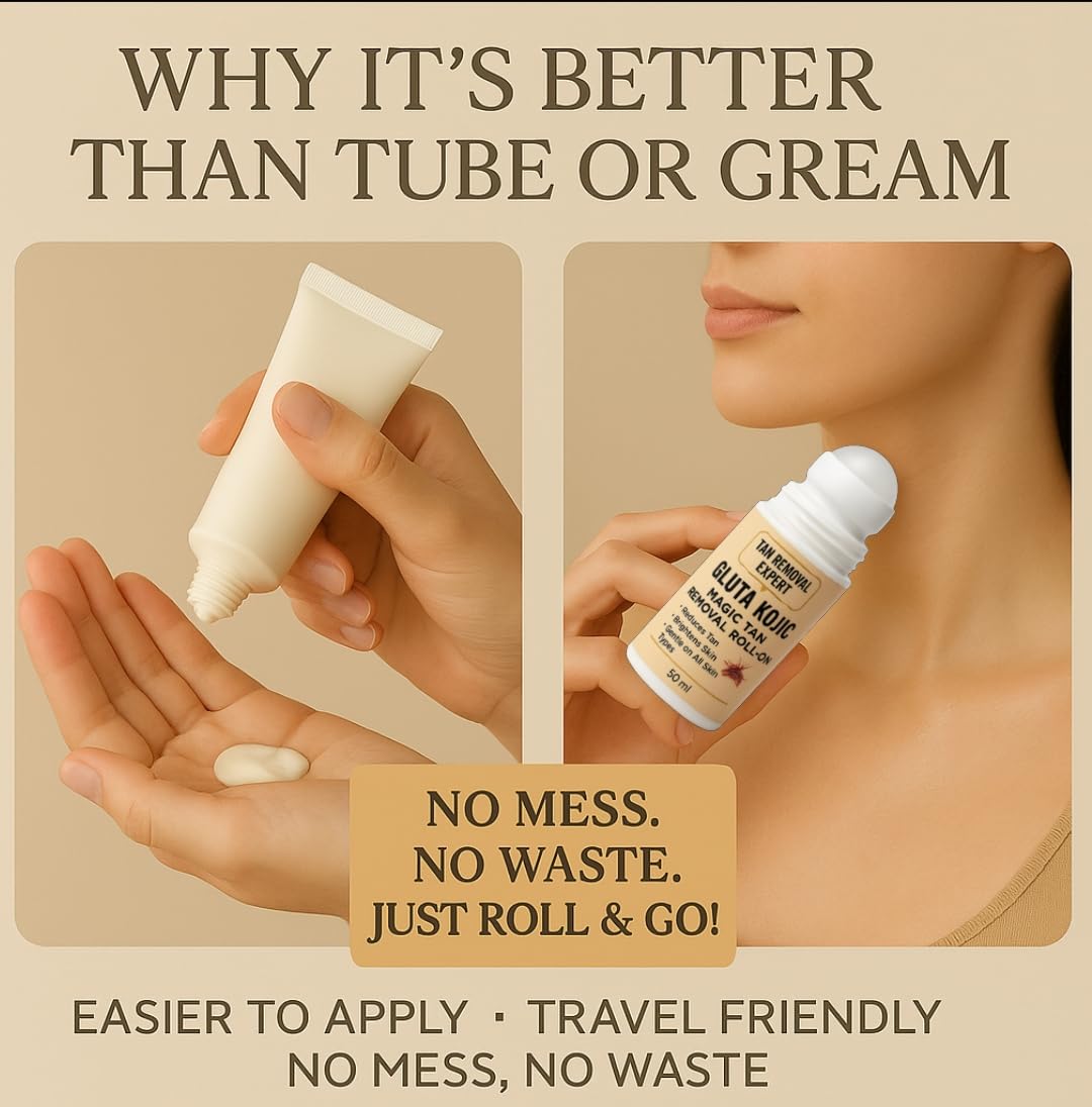 Instant Tan Removal Roll-On for Face & Body | Brightens Dull, Tanned Skin Instantly | Easy-to-Use Roll-On Formula for Even Glow | Travel-Friendly, Non-Sticky, Quick Absorbing Skin Brightener (REGULER) 2