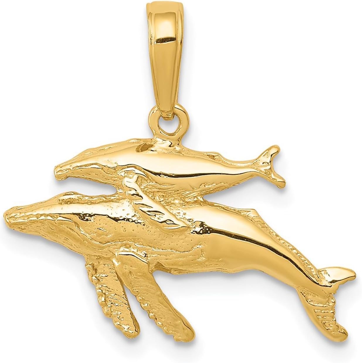 DewberryDiamonds 14K Yellow Gold Mother and Baby Humpback Whale Pendant for Mom (Weight : 1.43 gm, Length : 18 mm, Width : 20 mm)
