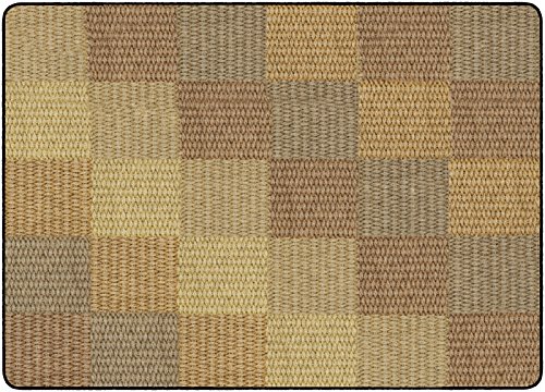 Flagship Carpets Basketweave Blocks Carpet Rug for Home or School Learning Area, Children's Classroom, Kid's Bedroom or Playroom, 6' x 8'4, Natural