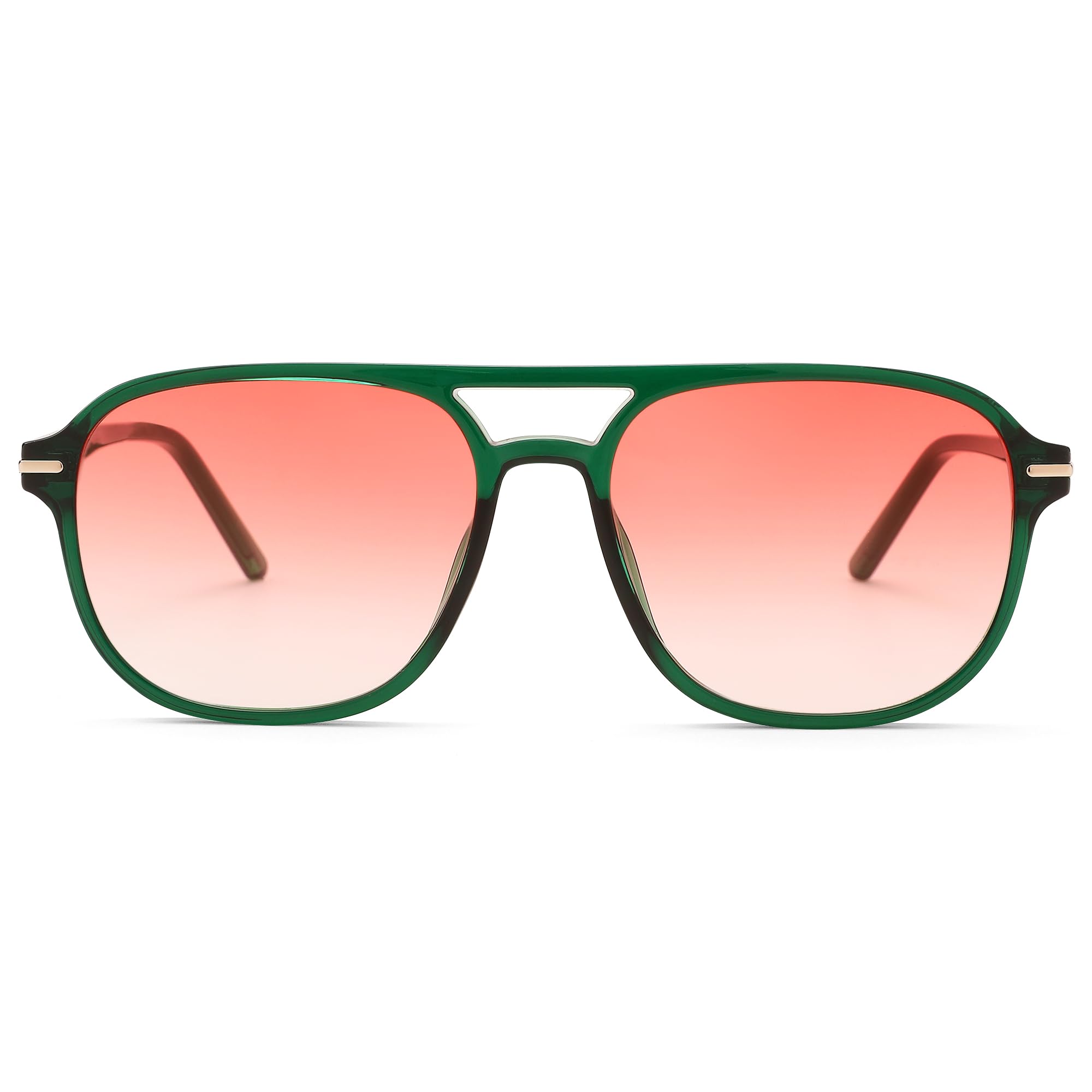 Pro Acme Aviator Sunglasses for Womens Mens - 70s Large Square Double Bridge Retro Sun Glasses