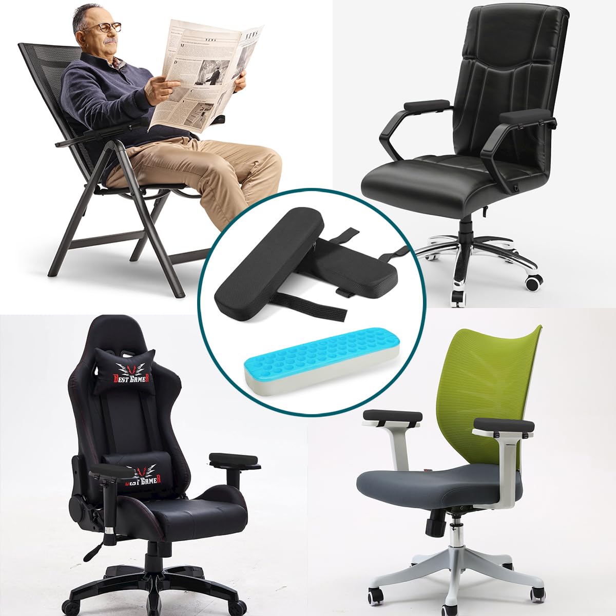 5 Paar Armlehnenpolster Für Bürostühle - Extra Komfort