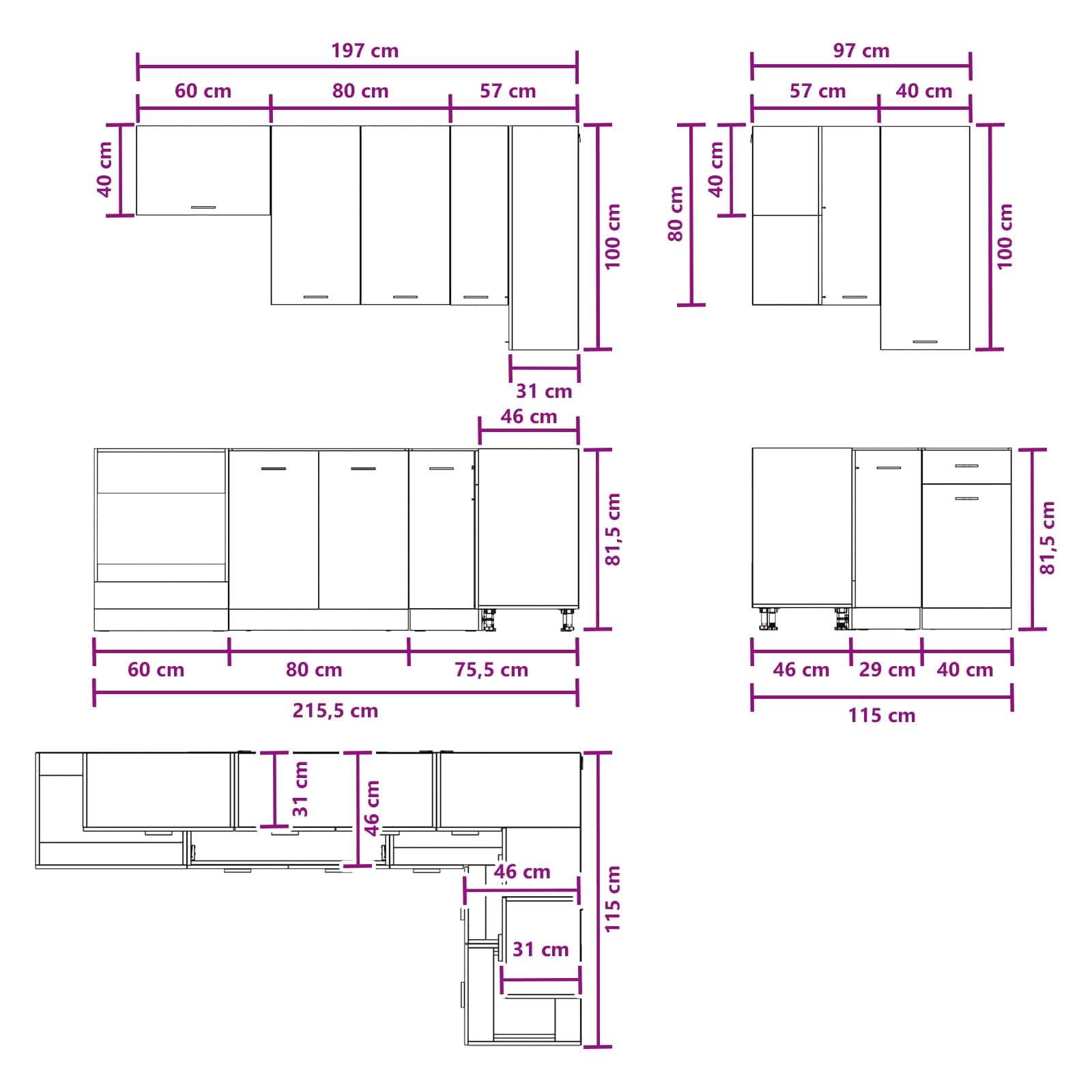 Unita Cucina LYON 8 pz Rovere Sonoma Legno Ingegnerizzato