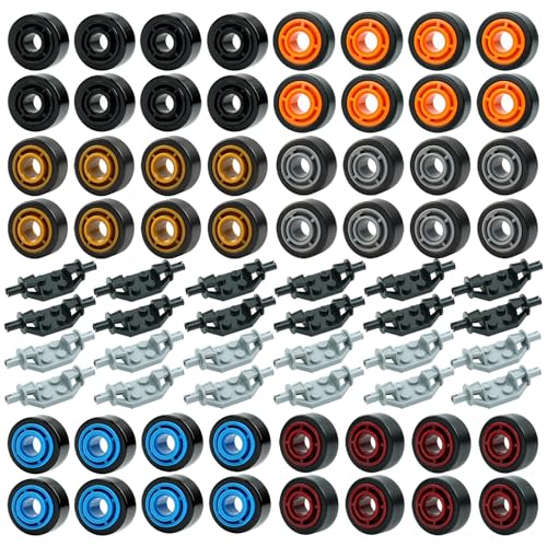 MALEKO Car Wheels and Axles Sets, 120 Pieces Tires Bulk