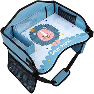 チャイルドトレイ 車載 子供用 お遊び台 車の後部座席 ベビーテーブル トラベルトレイ 座席サイドテーブル 多機能折りたたみ式収納ミニテーブル 食事遊び 持ちやすい お絵かきテーブル ホワイトボードテーブル 脳トレ (A)