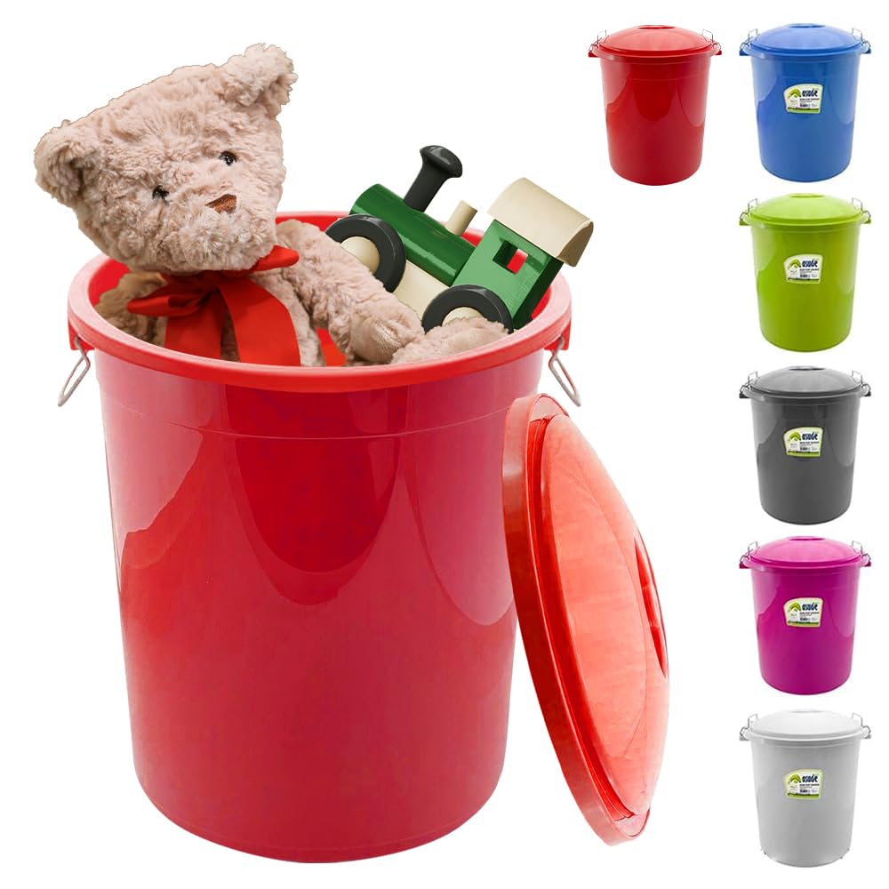 Large 70 Litre Multi Purpose Plastic Bucket - Storage Drum Tub With Strong Metal Handles | Large Capacity, Organiser | Includes Lockable Lid | Strong, Durable & Long Lasting