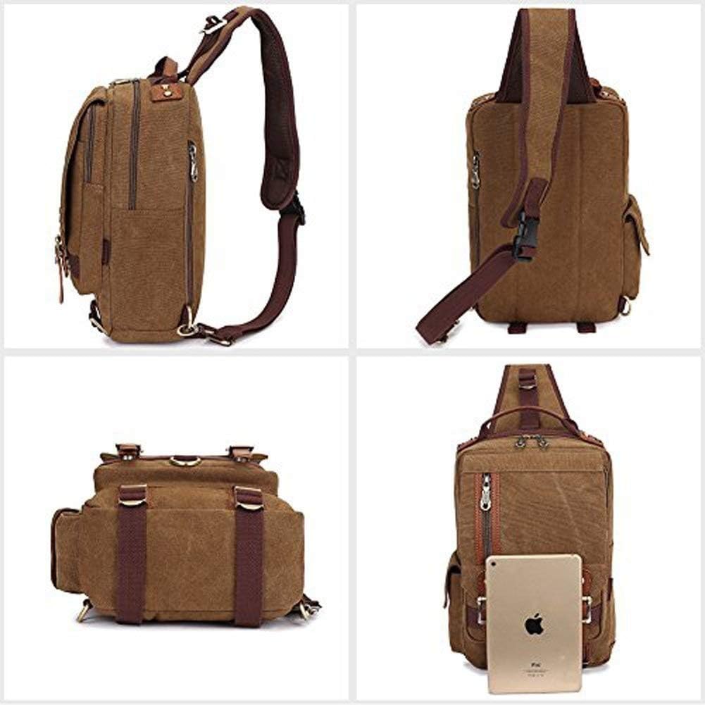 KAUKKO Canvas Messenger Bag Cross Body Shoulder Sling Backpack Travel Hiking Chest Bag