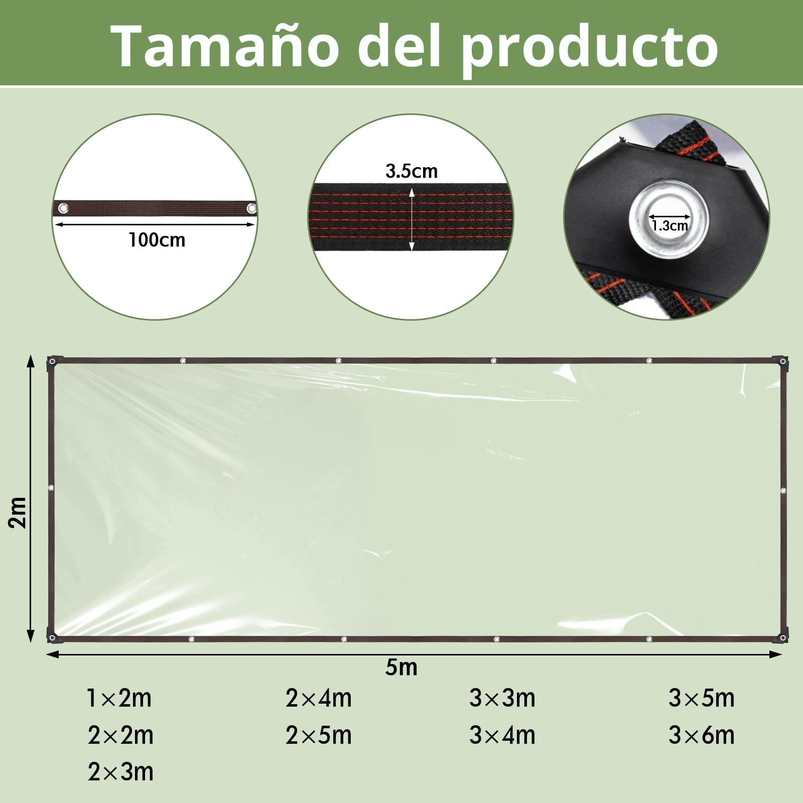 Lona Transparente Impermeable Exterior con Ojales plasticos para invernaderos Blanco Mallas Anti-heladas Pérgola Paneles Lasticos Toldos para Muebles Madera para Plantas Pet Hutch Roof - 3x6m