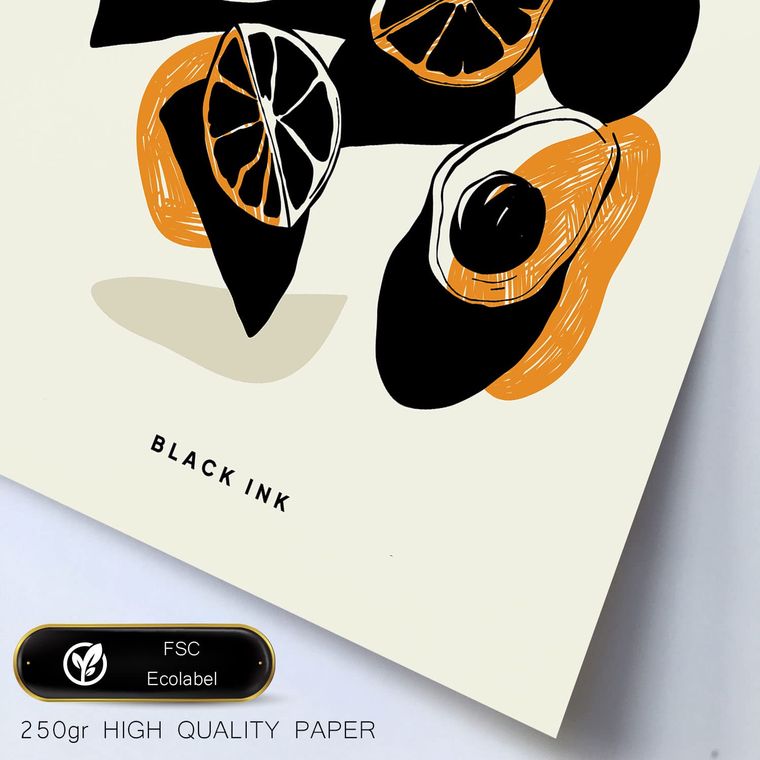 Nacnic Set di 6 poster a inchiostro nero. Snack. Stampe Artistiche e Astratte per Interior Design e Decorazione. A3 & A4, cornici bianche.