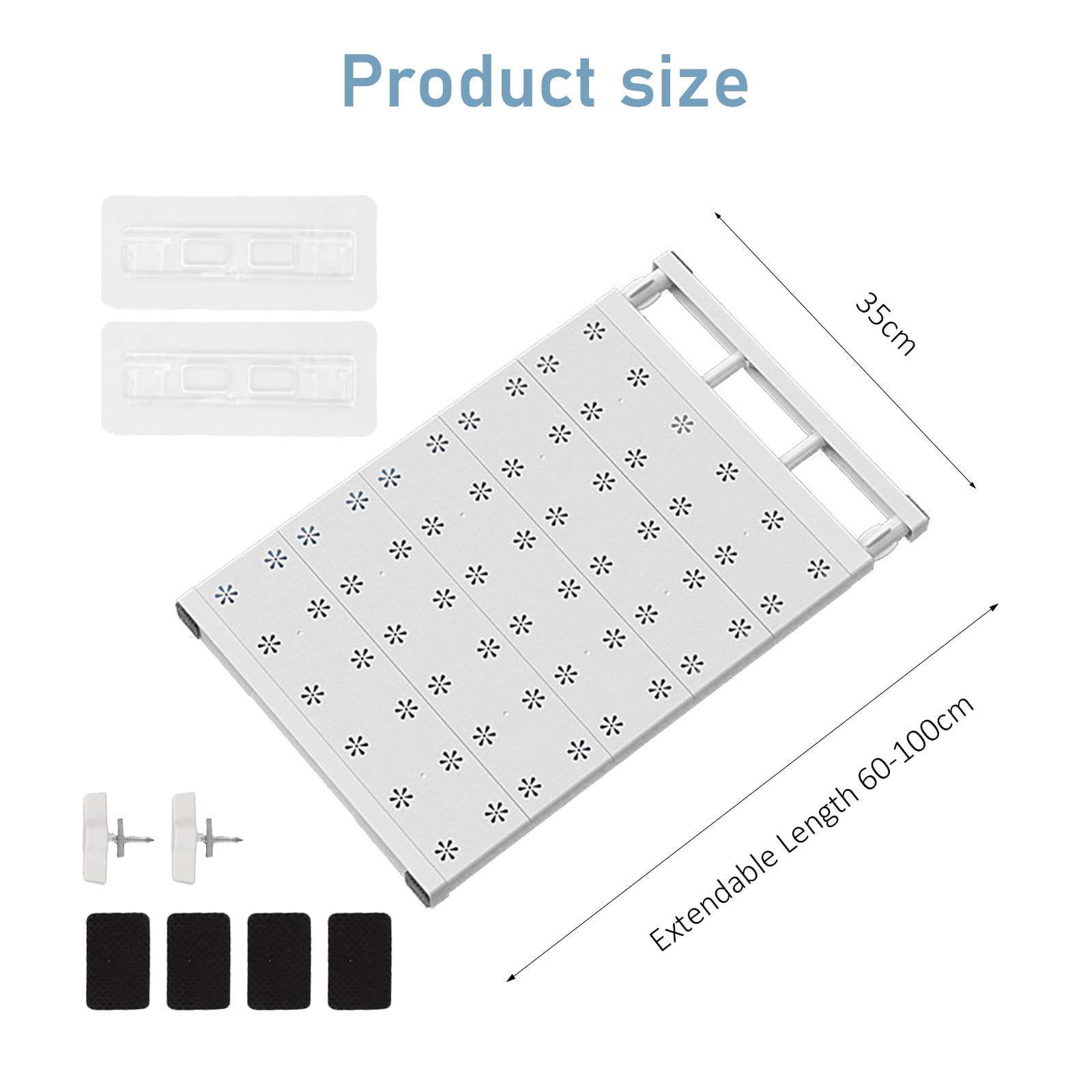 Étagères Réglables pour Armoire, Tablettes Extensibles, Séparateurs Télescopiques sans Clou pour Placard, Armoire, Cuisine, Salle de Bain