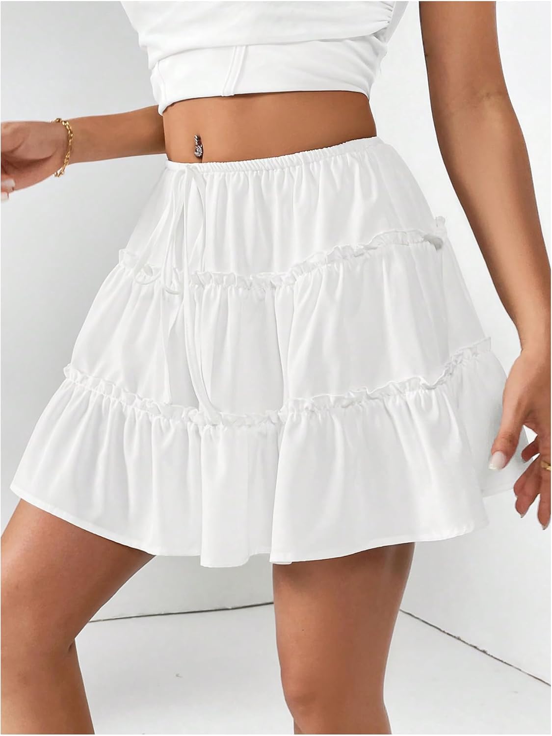 Verdusa Women's Tiered Layered Mini Skirt A Line High Rise Flowy Short Skirts - Image 4