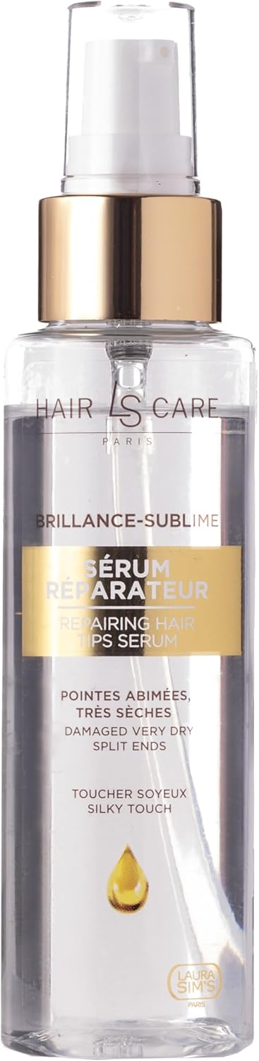 Laura Sim’s – Sérum Réparateur Capillaire Sans Rinçage – Soin Cheveux Secs Extremely Brillant – Pointes et Cheveux Abîmés – Vitalité et Souplesse – Texture Semi-Épaisse Non Grasse – Sans Paraben – 100 Ml